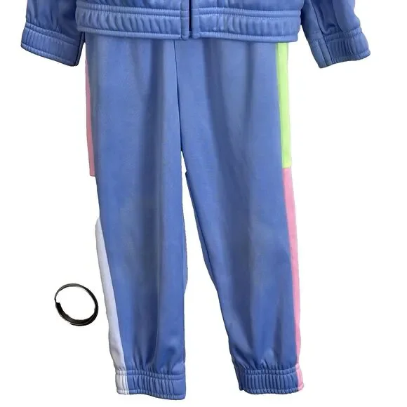 Puma Toddler Girl Matching Set Jacket And Pants Blue/Pink Tracksuit Full zip 3T - Picture 9 of 15